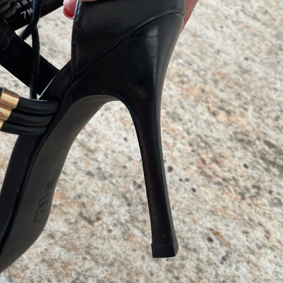 Tory Burch 4 inch Black strappy sexy high heels with gold accents ! Worn once. - Picture 8 of 9
